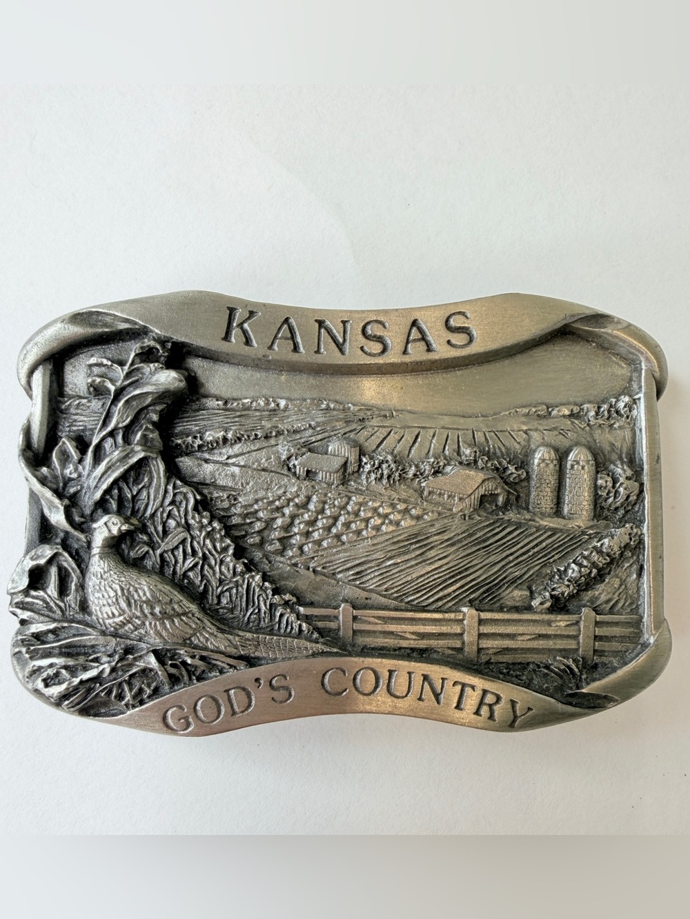 Kansas God's Country Vintage 1984 Siskiyou Belt Buckle Farm Buckle Co Inc Unisex